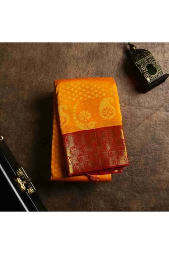 Rich gold mango motifs silk saree