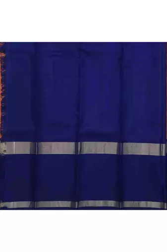Peach with royal blue border silk saree with blouse