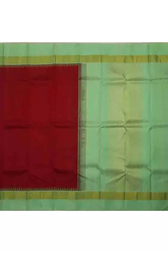 Maroon kanchipuram silk saree with blouse with green blouse