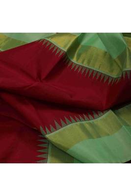 Maroon kanchipuram silk saree with green blouse 3