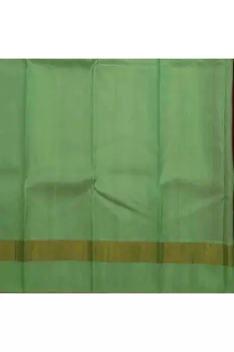 Maroon kanchipuram silk saree with blouse with green blouse