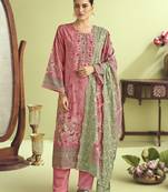 pink muslin embroidered dress material