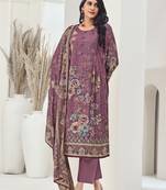magenta muslin embroidered dress material