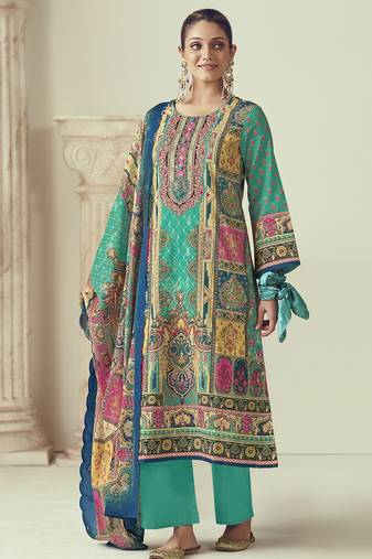 Stylee lifestyle multi lawn cotton embroidered dress material
