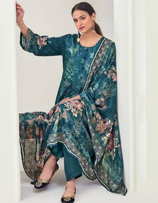 navy blue muslin embroidered dress material 3