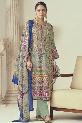 Stylee lifestyle multi lawn cotton embroidered dress material