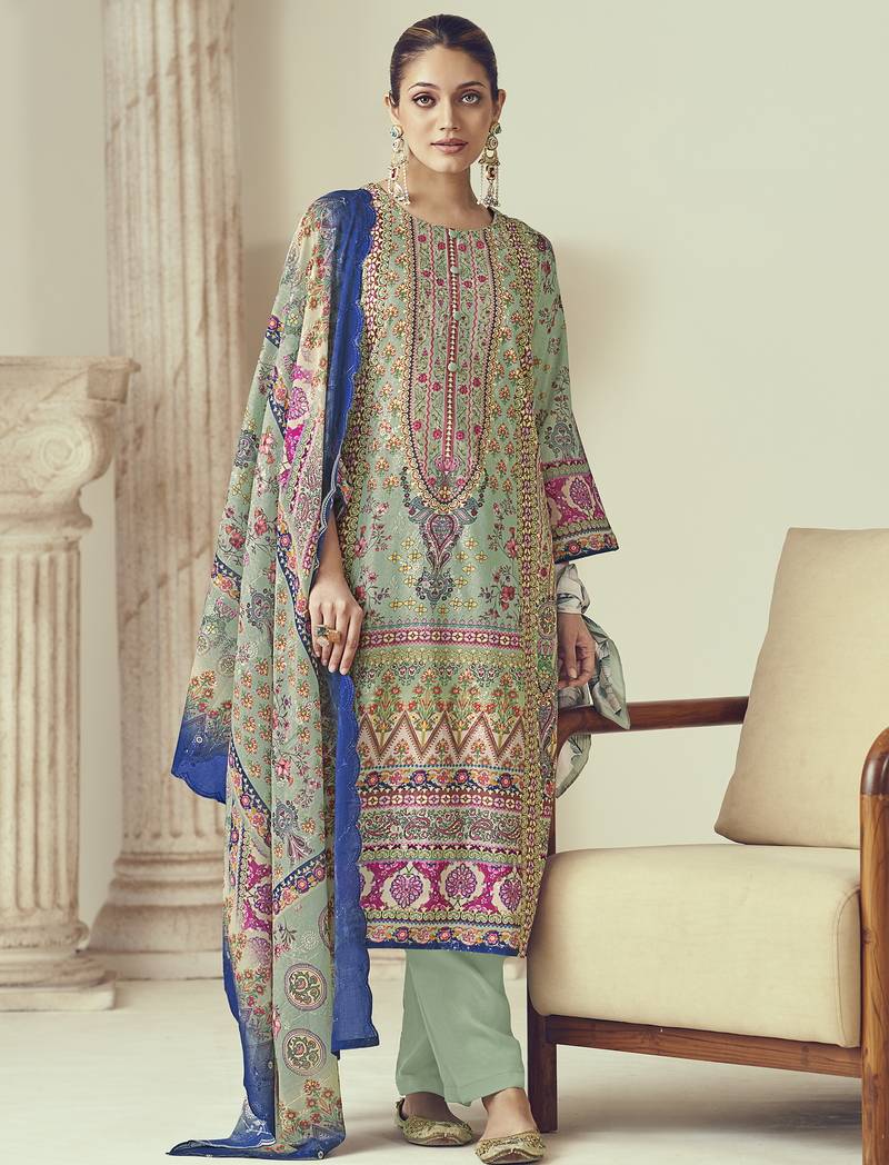 Stylee lifestyle multi lawn cotton embroidered dress material