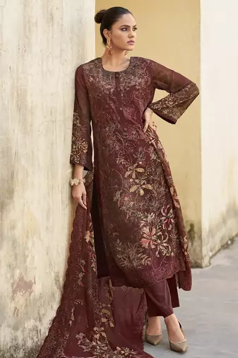 Stylee lifestyle multi organza embroidered dress material