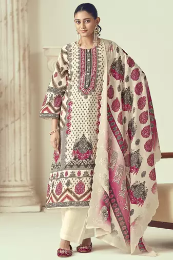 Stylee lifestyle multi lawn cotton embroidered dress material