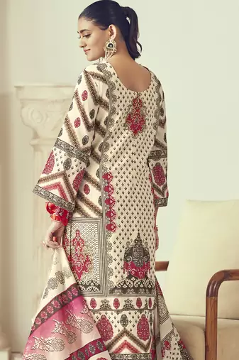 multi lawn cotton embroidered dress material