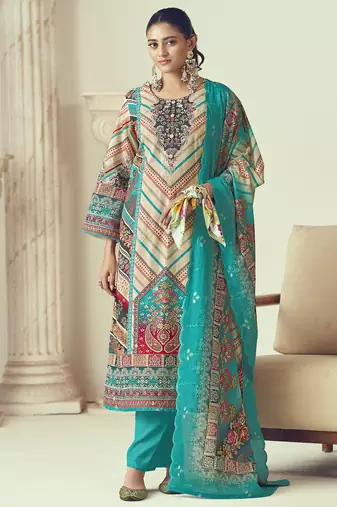 Stylee lifestyle multi lawn cotton embroidered dress material