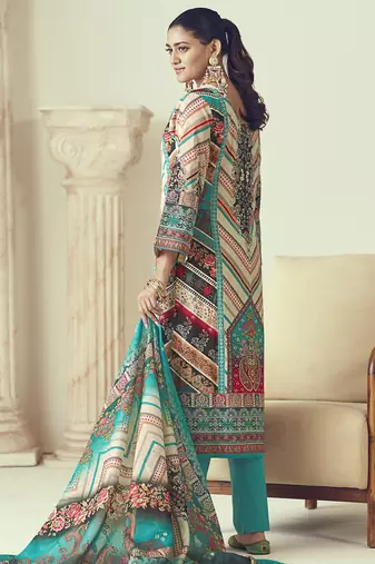 multi lawn cotton embroidered dress material