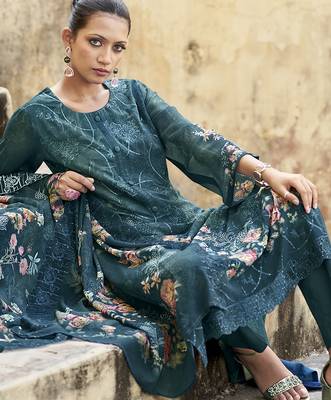 navy blue organza embroidered dress material 2