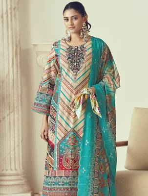 multi lawn cotton embroidered dress material 4