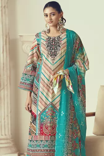 multi lawn cotton embroidered dress material