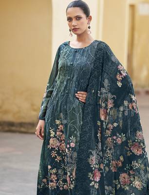 navy blue organza embroidered dress material 4