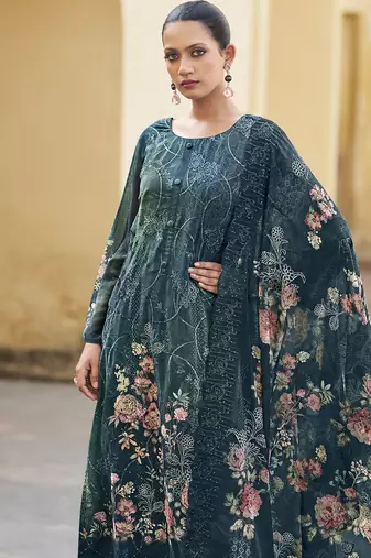 navy blue organza embroidered dress material