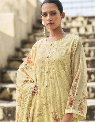 cream organza embroidered dress material 2