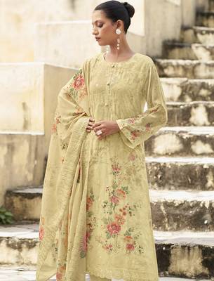 cream organza embroidered dress material 3