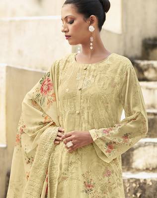 cream organza embroidered dress material 4