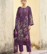 purple organza embroidered dress material