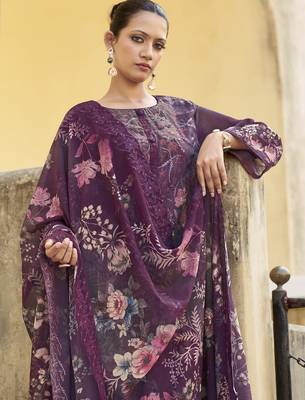 purple organza embroidered dress material 2