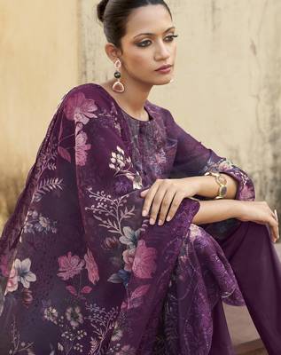 purple organza embroidered dress material 3