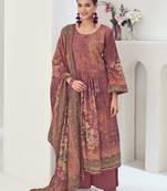 rust muslin embroidered dress material
