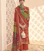 rust dola silk jacquard embroidered dress material
