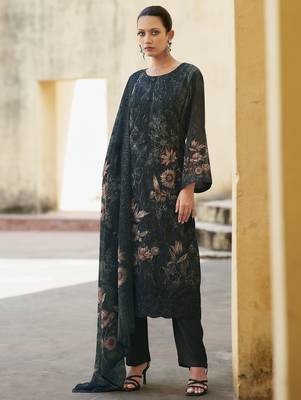 black organza embroidered dress material 1