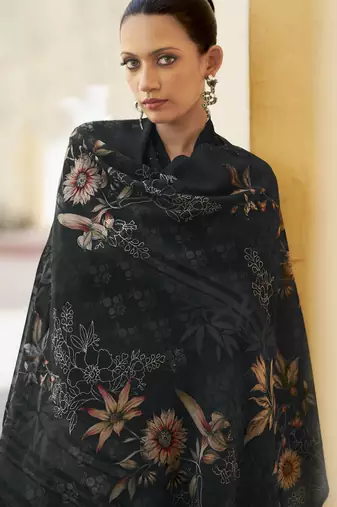 black organza embroidered dress material