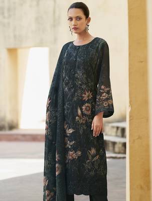 black organza embroidered dress material 3