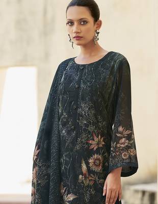 black organza embroidered dress material 4