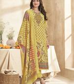 lemon yellow lawn cotton embroidered dress material