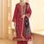 Stylee lifestyle red dola silk jacquard embroidered dress material