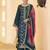 Stylee lifestyle navy blue dola silk jacquard embroidered dress material