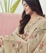 beige georgette embroidered dress material