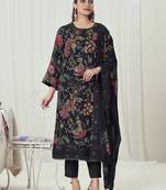 black georgette embroidered dress material