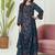 Stylee lifestyle navy blue georgette embroidered dress material