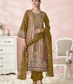 mustard lawn cotton embroidered dress material