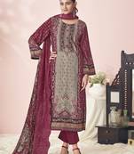 maroon lawn cotton embroidered dress material