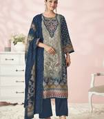 navy blue lawn cotton embroidered dress material