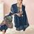 Stylee lifestyle navy blue lawn cotton embroidered dress material
