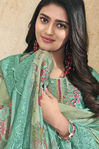 turquoise lawn cotton embroidered dress material