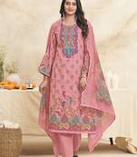 pink lawn cotton embroidered dress material
