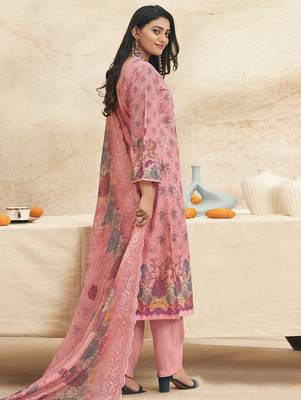 pink lawn cotton embroidered dress material 2