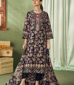 black lawn cotton embroidered dress material