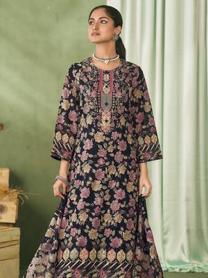 black lawn cotton embroidered dress material 3