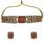 Pink carved stone gold plated choker set with stud earrings | traditional bridal jewellery