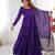 Purple Tiered Anarkali Gown     Full Flare with Zari Border Dupatta